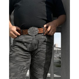 TYWestyles Vintage Celtic Pattern Cross Belt Buckle For Men Women (Antique Silver Cross-03, Large)