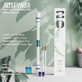 ADSPINZOR Spinning Pen by Mr.Nope - Mortal Series Limited Color Version (White) Professional Fidget Spin Pen for Tricks, Long, Weighted, Writable, Stress Relief Pen with Balanced Metal Tips