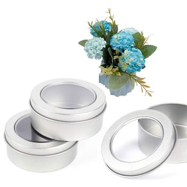 Yesland 30 Pack 2 Ounce Metal Tin Cans - Round Empty Containers with Clear Top for Candles, Arts & Crafts, Storage in Kitchen & Office Use