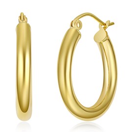 14k REAL Yellow Gold 3mm Thickness Hoop Earrings (20 x 20 mm)