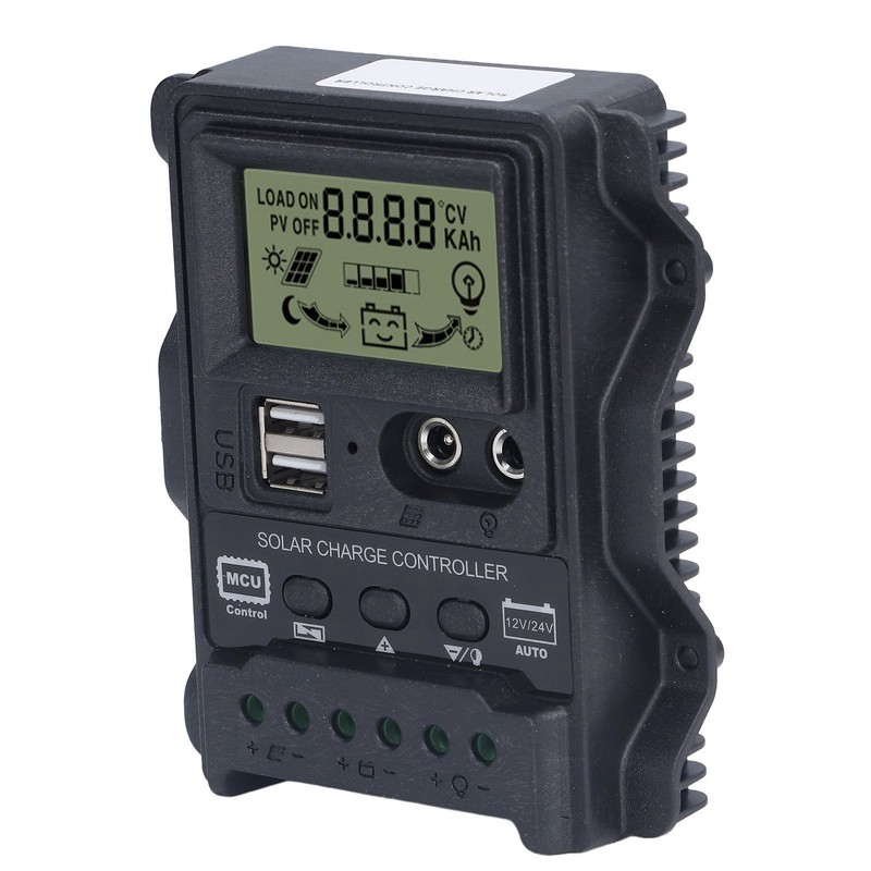 Dual USB Solar Charge Controller ABS LCD Display PWM Charging