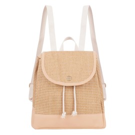 Meyaus Medium Women Straw Woven Backpack Flap Drawstring Daypack Beach Shoulders Bag