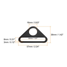 sourcing map Triangle Buckle Adjuster, 6Pcs 1-1/2 Inch Triangle D Rings Adjuster Triangle with bar Swivel Clip for Webbing Bag Strap, Matte Black