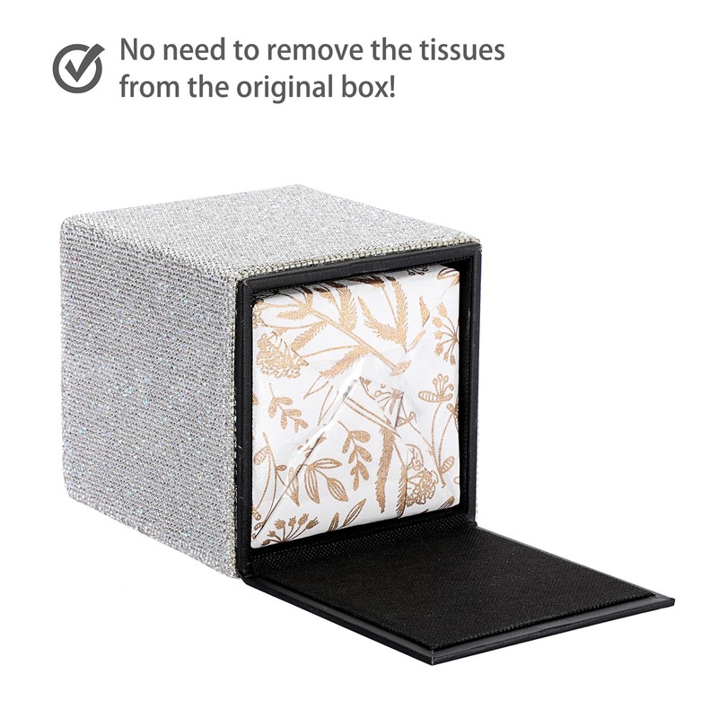 Sumnacon Tissue Box Cover Bling Square Tissue Box for Bathroom