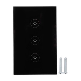3 Gang Smart WiFi Light Switch Panel Touchable Wireless APP Voice Control Single Fire Line for Tuya 110‑240VBlack