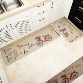 ccolorful rrope Cushioned Anti-Fatigue Kitchen Rug Runner [2 PCS], Braided Waterproof Non-Slip Kitchen Mats and Rugs for Kitchen, Floor Home, Office, Sink, Laundry,Beige(17.7x27.5+17.7x47.2 inches)