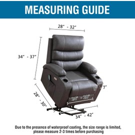 H.VERSAILTEX 100% Waterproof Recliner Chair Cover, Stretchy Non Slip Covers for Power Lift Recliner Chair, Washable Reclining Furniture Protector for Elderly People(Small,Stone Blue)