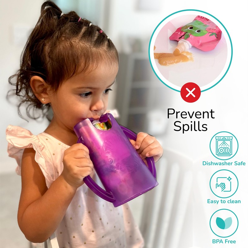 Flipping Holder Squeeze Proof Food Pouch Holder for Toddlers, Babies,