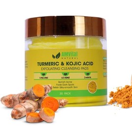 AMVital Almohadillas Limpiadoras Con Ácido Kójico Y Cúrcuma: Exfolian Suavemente, Iluminan Y Unifican El Tono De La Piel. Almohadillas Limpiadoras Exfoliantes Con Cúrcuma Hidratantes Para El Rostro. L
