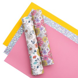 David accessories Faux Leather Sheet 5pcs/Set 7.7" x 12.9"(20cm x 33cm) Grain Texture Glitter Mixed Synthetic Leather Sheets Bundles for Leather Earrings Bows Making (E)