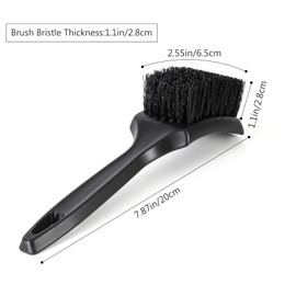 sdoot 4 Pack 8.3 Inches Car Wash Brush with Long Handle,Wheel Brush with 2.0 x 2.6 Inch Fibrous Hair,Car Detailing Brush Wheel Cleaner Brush Detailing Brush for Cars, Black