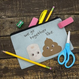 Toilet Paper and Poop We Go Together Like Funny Emoji Friends Pencil Pen Organizer Zipper Pouch Case
