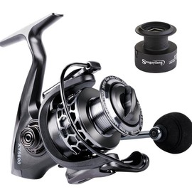 Sougayilang 13+1BB Spinning Fishing Reel High Speed Gear Ratio Aluminum Spool Light Weight Ultra Smooth Reel with Free Spool, Outdoor fishing rod - Color: Silver, Size: 2000