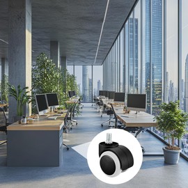 YOKIVE Chair Caster, PU Swivel Rotate Twin Wheel Stem Casters, Great for Cabinets Shelves Chairs Daily Use, (Black, White, 2-Inch)