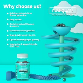 Nutrigums Happy Fibre (Inulin) Chicory Root Prebiotic Gummy | 3.8g Fibre | Mixed Berry Flavour | 60 Vegan Gummies | Gut Health and Digestive System Support by NUTRIGUMS?