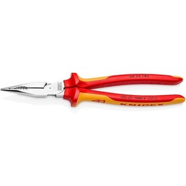 KNIPEX 08 26 185 Needle-Nose Combination Pliers Insulated with Multi-Component Grips, VDE-Tested Chrome-Plated 185