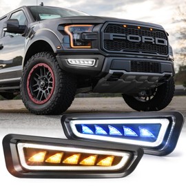 MOVOTOR Ford Raptor Fog Lights with Ice Blue LED Amber Sequential Turn Signal Waterproof Raptor Bumper Lights Compatible with Gen 2 Ford Raptor 2017 2018 2019 2020