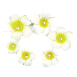 6Pcs Hawaiian Plumeria Flower Hair Clips with Pearl, 5cm and 7cm, Beach Wedding Party Barrettes
