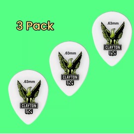 Clayton Acetal Small Teardrop Guitar Picks .63mm 3 Picks