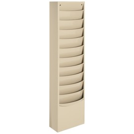 Durham 402-75 Tan Cold Rolled Steel 11 Contour Pocket Vertical Literature Rack, 9-3/4" Width x 36" Height x 4-1/8" Depth