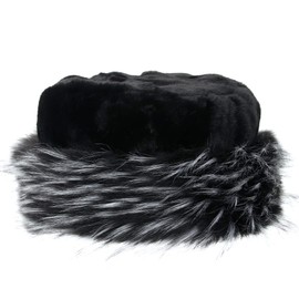 soul young Women's Leopard Faux Fur Hat with Fleece and Elastic for Winter(Black&White)