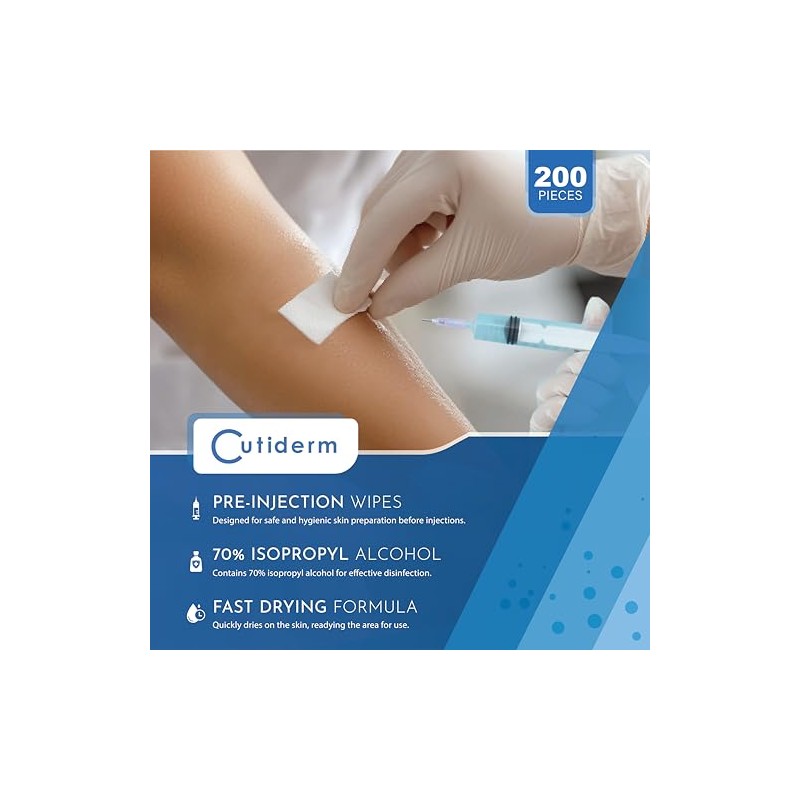 Cutiderm Cutiderm Pre-Injection Alcohol Wipes/Swabs Box of 200 Sachets