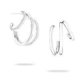 Echtzeit Modern Lines 3-in-1 Creole Earrings Stainless Steel 2.2 cm Long, Stainless Steel, No Gemstone