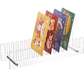 DICOSMETIC 16 Tier Acrylic Card Display Stands Greeting Card Display Stand Rectangle Postcards Display Rack Portable Card Holder Clear Tabletop Photo Organizer for Home Retail Counter Show, 32x8.2x7cm