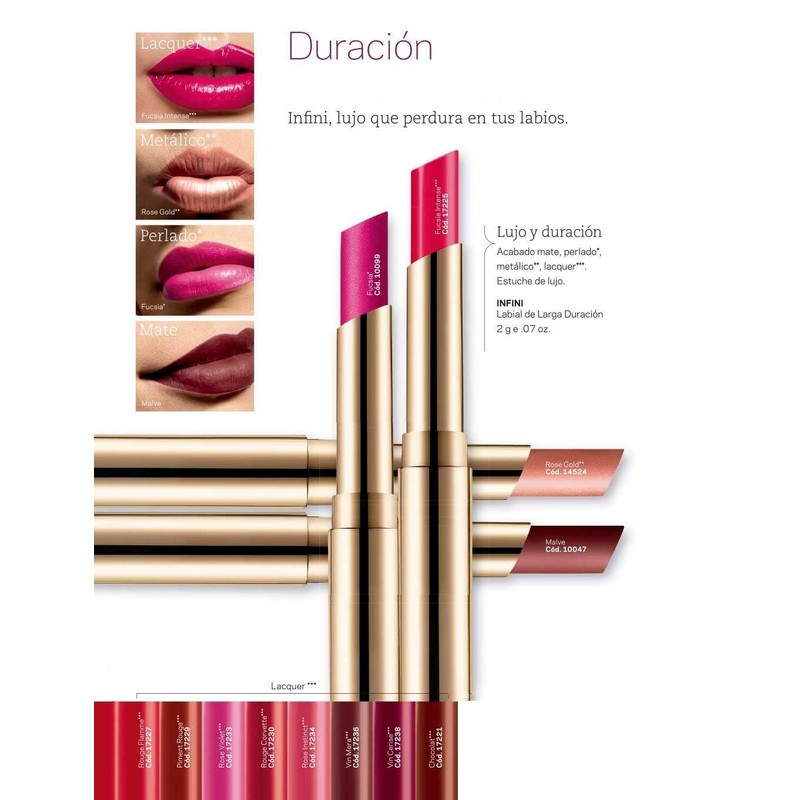 L'Bel Infini Long-lasting Lipstick, Intense Color, Long-lasting, Color: Acajou