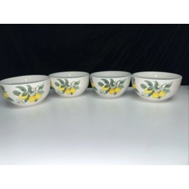 Royal Norfolk NEW!  SET OF 4-Royal Norfolk Lemon Summer Stoneware Cereal Bowls FREE SHIPPING