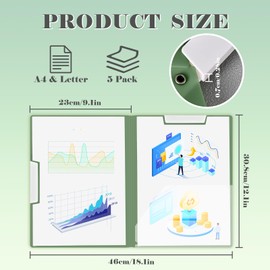 BAYTORY 5Pcs Gradient Report Covers with Swing Clip, Report Folder for A4 & Letter Size Paper, Plastic Folders with Double Clip, Presentation Binder for School Business (Green)