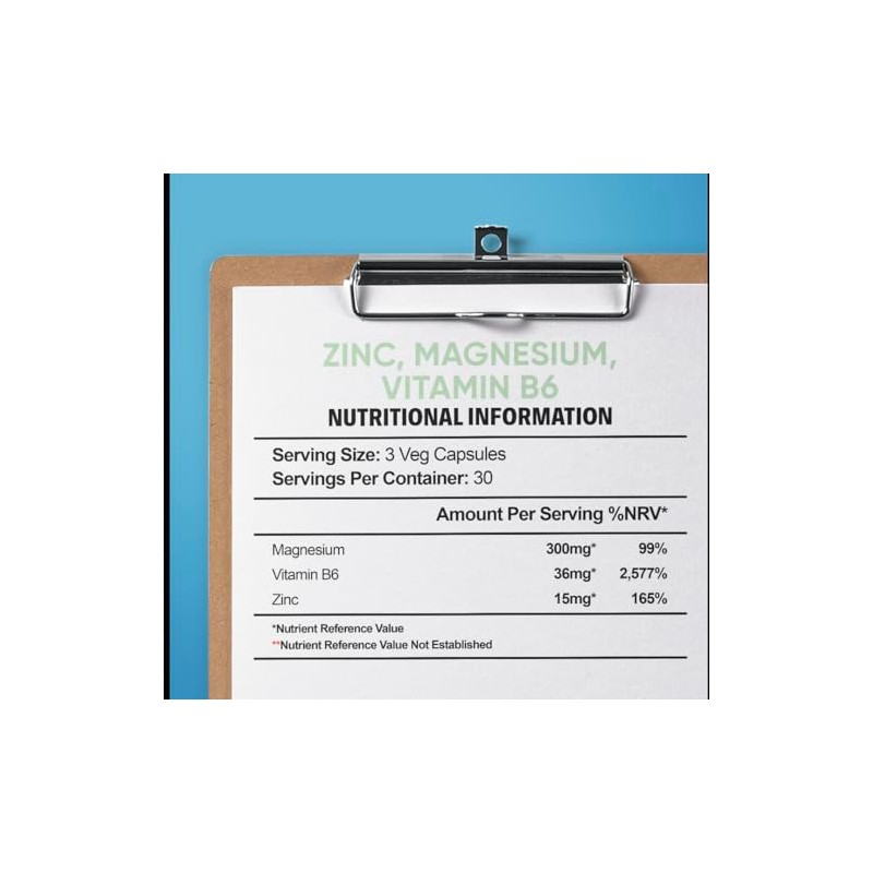 Zinc, Magnesium and Vitamin B6 – 90 Vegetarian Capsules –