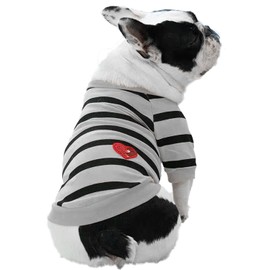 French Bulldog Clothes Striped Dog Clothes Medium Dogs T Shirts Boston Bulldog Sweatshirt, Large, Grey