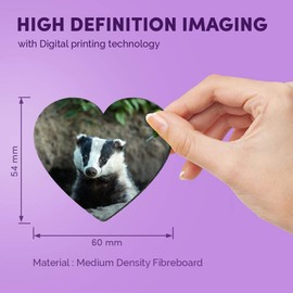 1 x Heart MDF Magnets - Badger Sett Wildlife Animal 15810