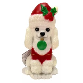 Holiday Time NEW Holiday Time Poodle Dog Puppy Santa Hat 11" Lighted LED Tabletop Blow Mold