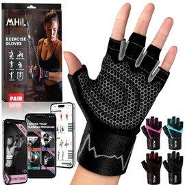 MhIL Workout Gloves for Women & Men - Gym Gloves for Women Weight Lifting Gloves - Exercise Gloves, Training Gloves with Wrist Wraps Support for Weightlifting, Work Out, Pull up- Full Palm Protection
