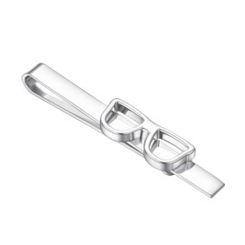 Asienice Glasses Tie Clip, Cool, Silver, Fashionable Tie Clip, Flute Style Equal, Metal, No Gemstone