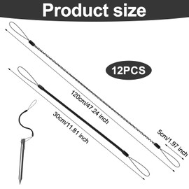 12pcs Elastic Tether Lanyard for Touch Pens, 11.81in Retractable Spring Coil Strap Plastic Pen Leash Anti-Lost Stylus Lanyard Cord Ideal Tool to Tie Stylus to Touchscreen (Black)