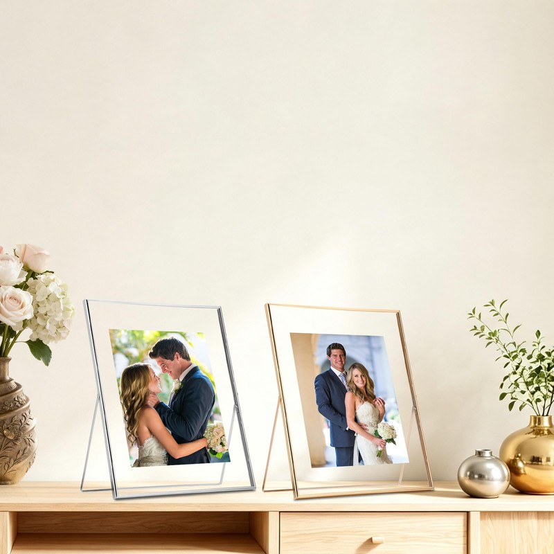 Gold 11x14'' Floating Frame for Picture(6x8'',7x9'',8x10''),Adjustable Tabletop/Shelf floating picture frame