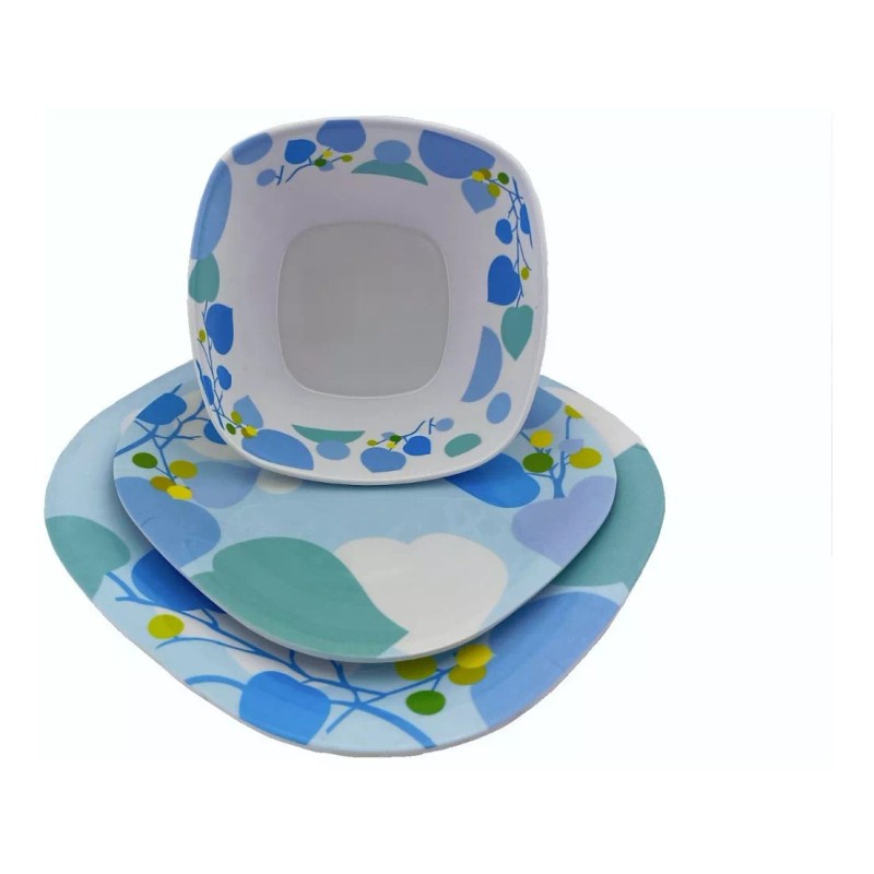Anforama- Tab and Kit Vajilla Tipo Plastico De Melamina Cuadrada