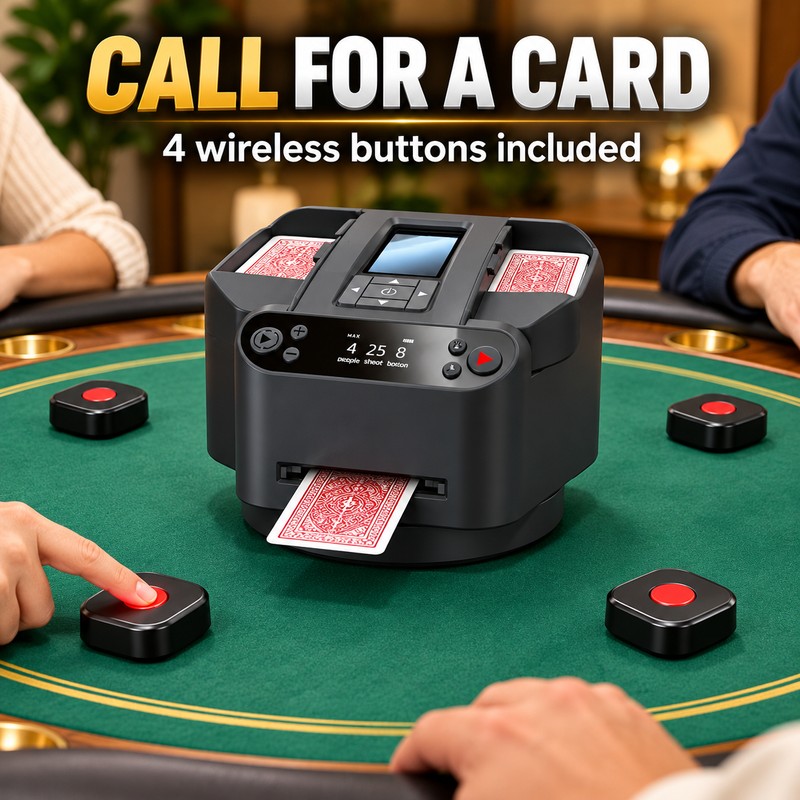 360° Automatic Card Shuffler and Dealer, 2-in-1 Rechargeable Machine with
