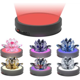 6 Color LED Light Base Non-Slip Rotating Display Stand ,66lbs Load,(8.66inch /Black/Rechargeable/Remote Control )material: plastic, size: 8.7 x 8.7 x 1.9 inches, Color: Black