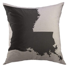 Mugod Decorative Throw Pillow Cover for Couch Sofa,Outline High Detailed Map Louisiana Shape Abstract Home Decor Pillow Case 18x18 Inch