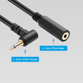 CERRXIAN 2.5mm TRS 2 Pin Male to Female Stereo Aux Audio Cable Winder for Camcorder Camera Remote Control Headphone 0.9M (ML to F)