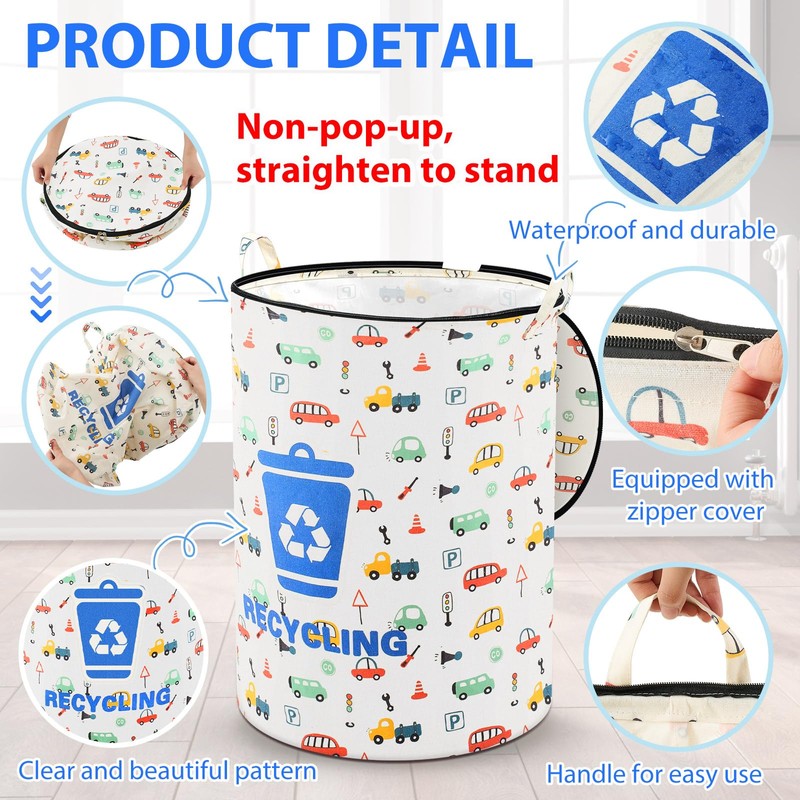Jingmore 30 Gallon Collapsible Pop up Trash Can with Zippered