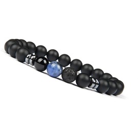 Yean 8 mm Pearl Bracelet Women's Men's Elastic Natural Stone Bracelets (Blue Pearl)