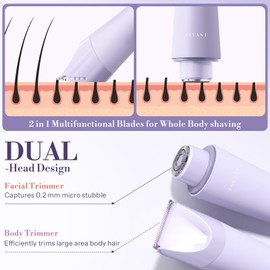 Bikini Trimmer for Women, Flyant 2 in 1 Electric Shaver for Women, Pubic Hair Trimmer Waterproof IPX7 with LED, Bikini Razor for Leg Arm Underarm Bikini Area, Teen Girl Gifts - Lavender Dream Purple