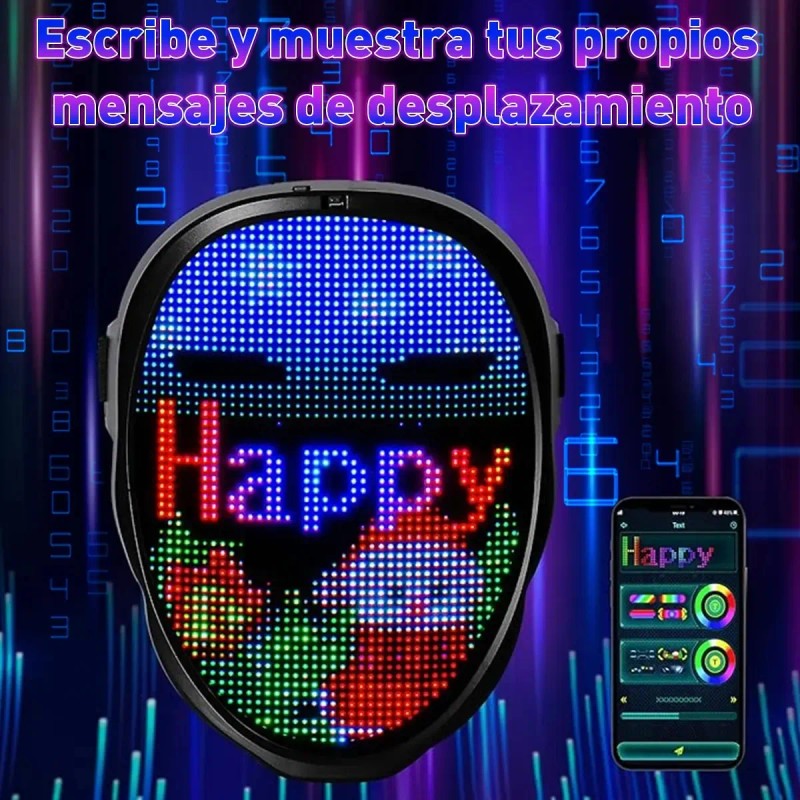 Máscara Led Bluetooth Halloween Cosplay Con Adultos Y Niños