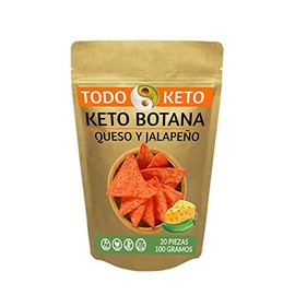 TODO KETO | Totopos Keto Botana de Almendra 20 Piezas | Sabor Queso y Jalapeño | Veganas, Sin Gluten, Bajas en Carbohidratos | Empaque Ecológico | Snack Saludable