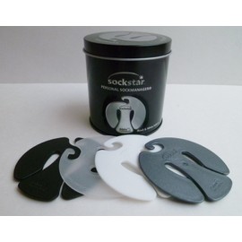 Sock Star – Sock Clips – Elegant Luxury Gift Box. Family Pack Colour Clip Made From Metal. Black & White Version 20 Clips – 4 Colors